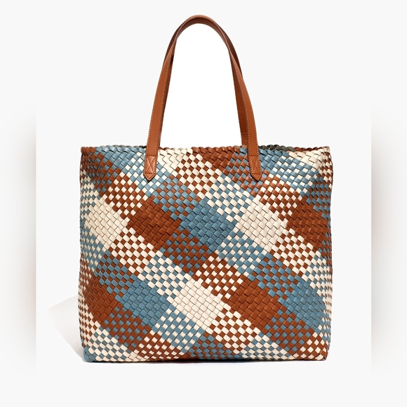 Madewell Wood Multi multicolored woven leather Transport Tote - Picture 1 of 8